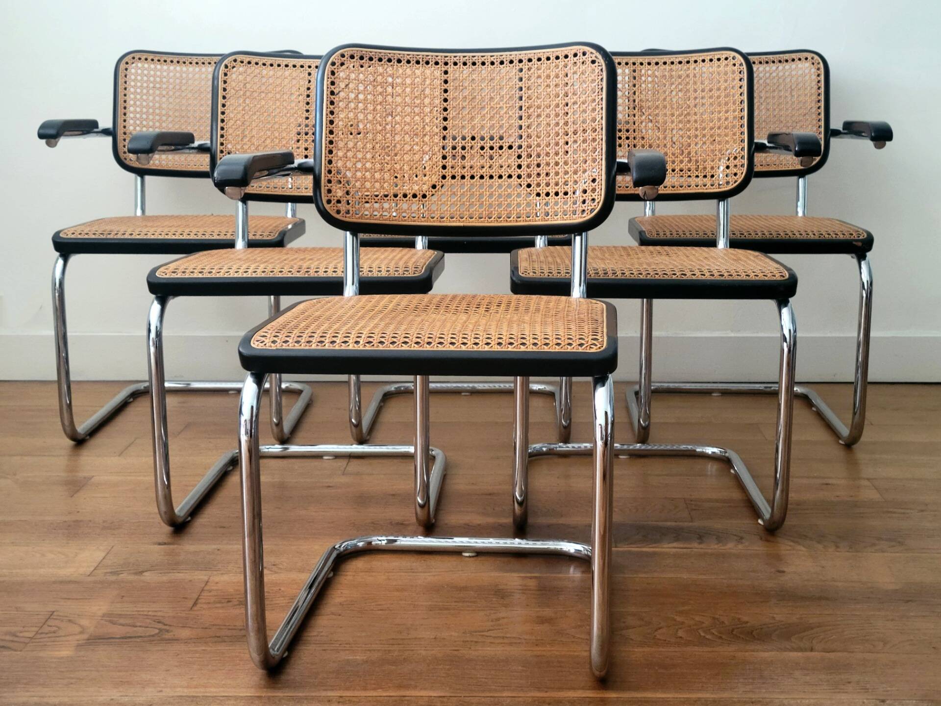 Ensemble de 6 chaises Thonet S64, Marcel Breuer, Thonet Allemagne, 1992