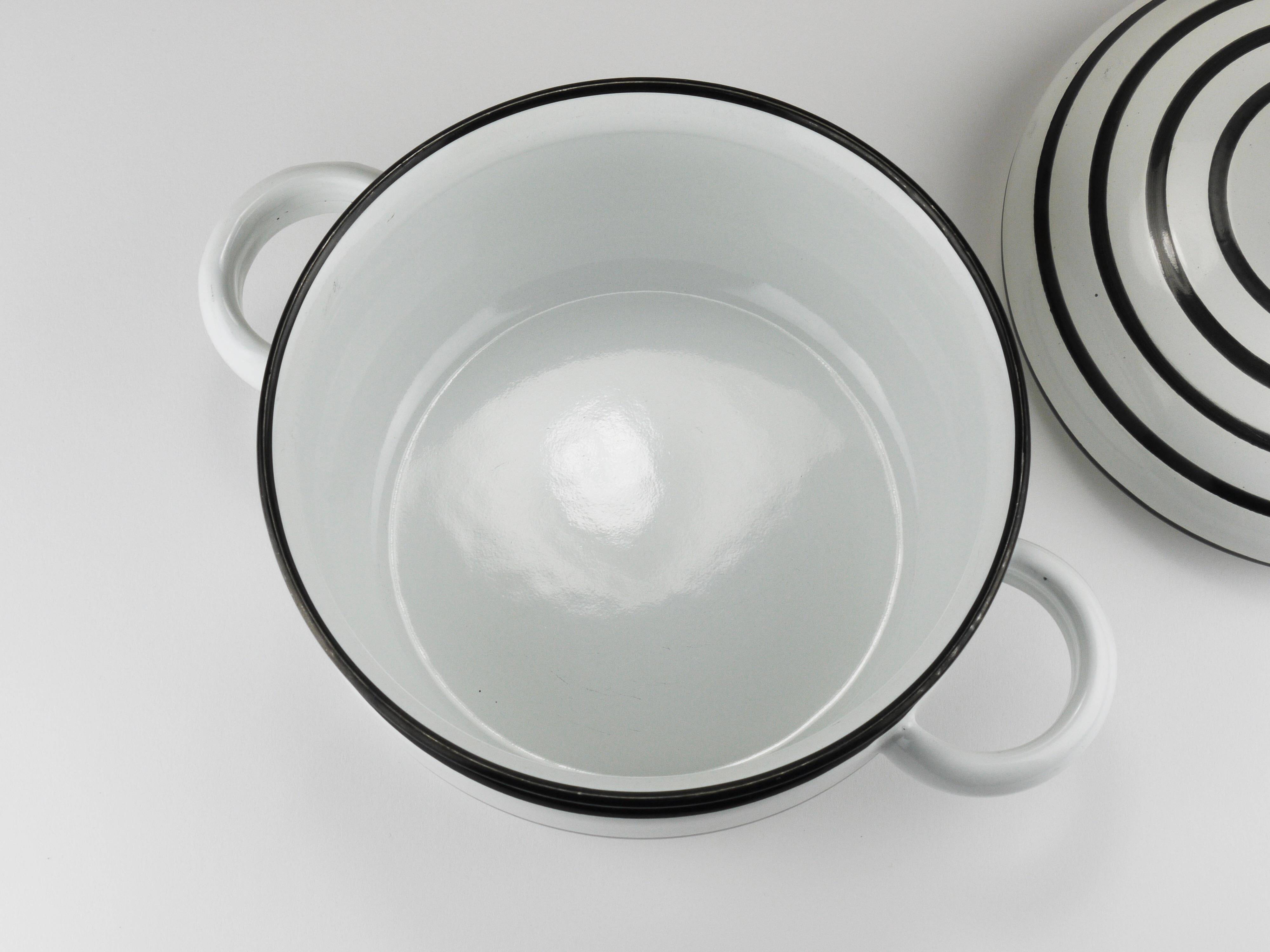 Enamelled pot carl aubock iii "culinar" with lid, ostovics vienna, austria, 1970s
