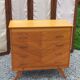 Vintage chest of drawers in blond and golden oak, compass legs and 4 drawers, 1950s