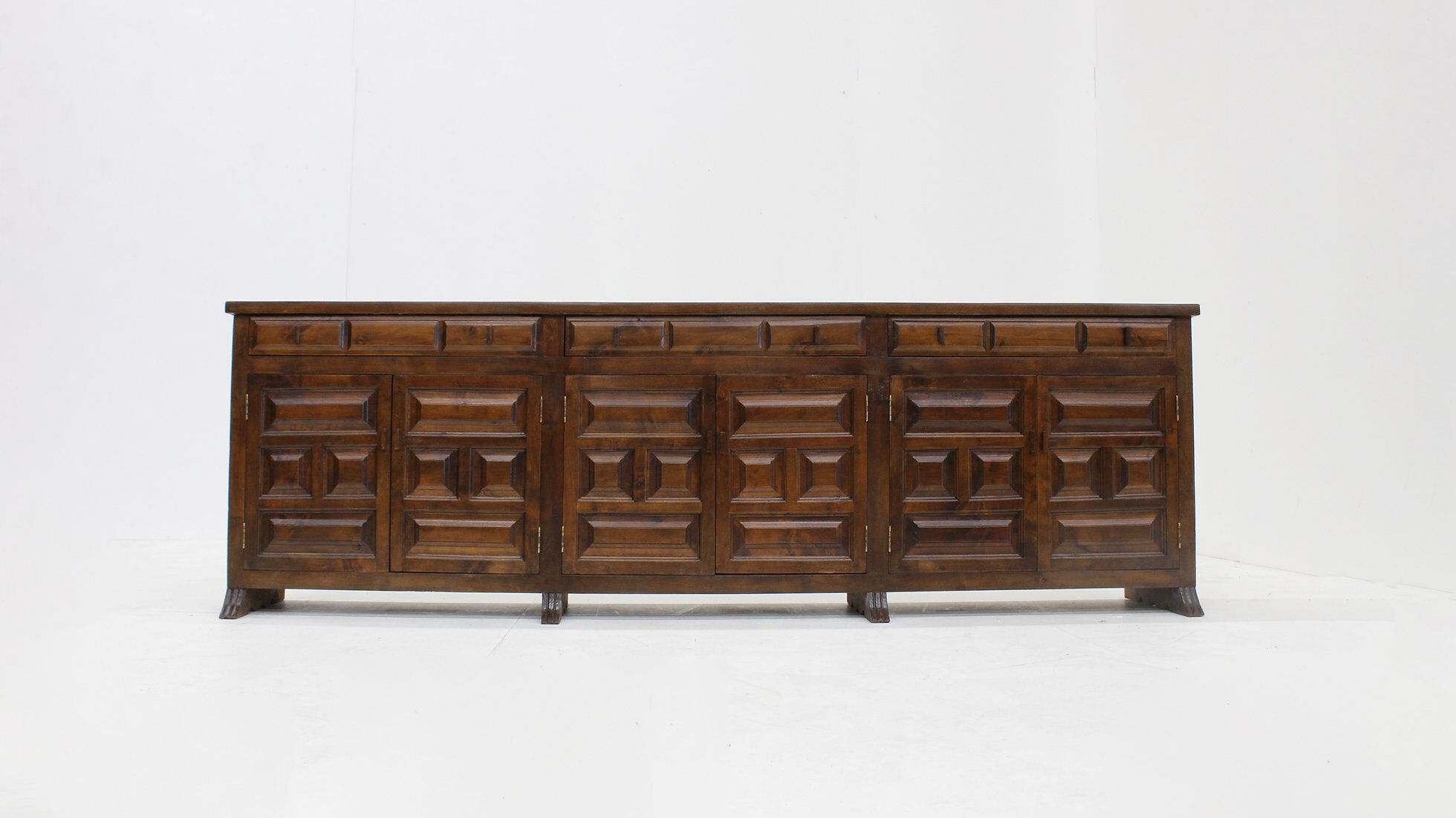 Vintage Spanish brutalist sideboard credenza 1970s
