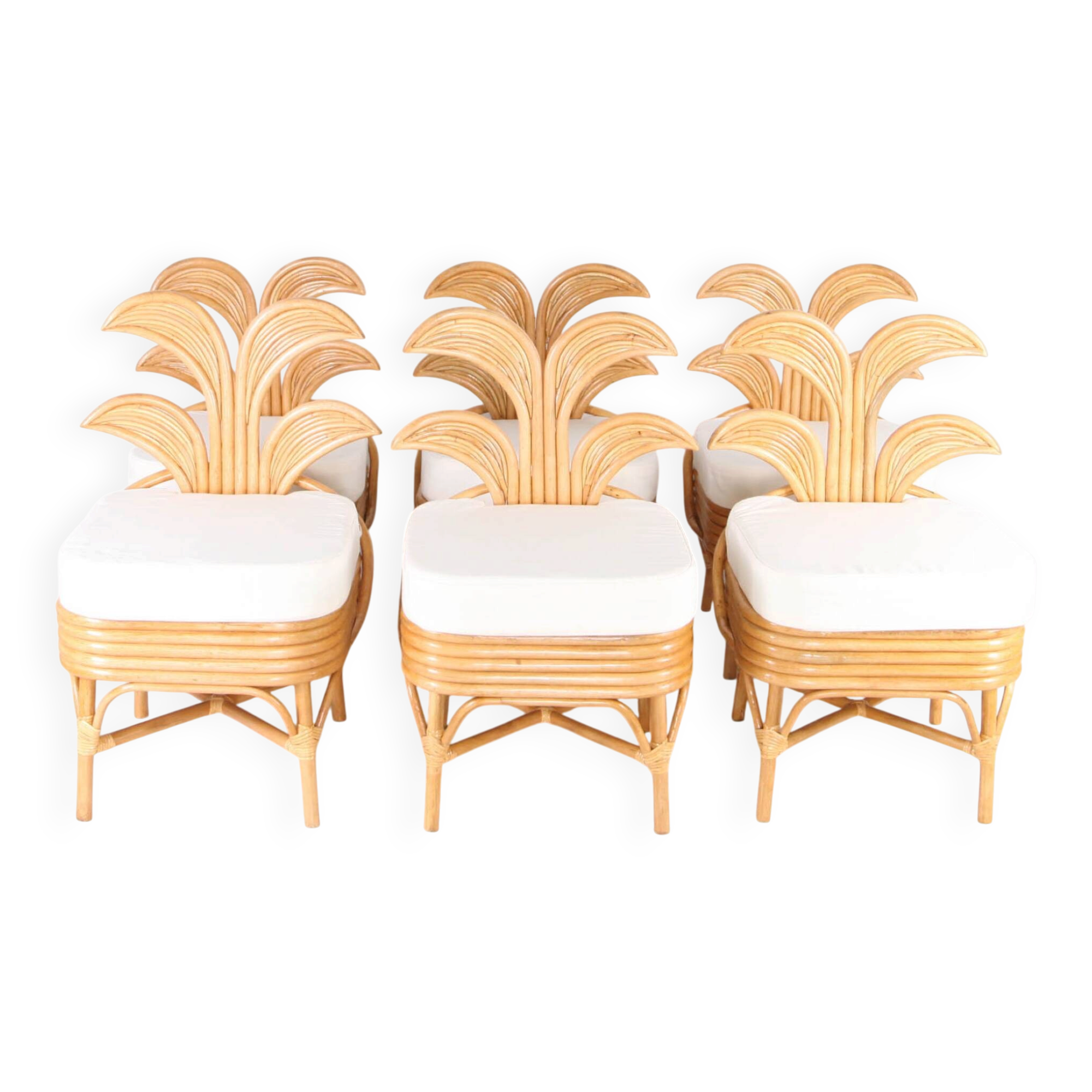 Set of 6 rattan chairs "palm tree"