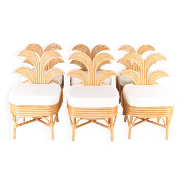 Suite de 6 chaises en rotin « palmier »