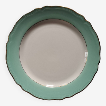 Round dish in white and water green Badonviller FB earthenware