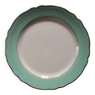 Round dish in white and water green Badonviller FB earthenware