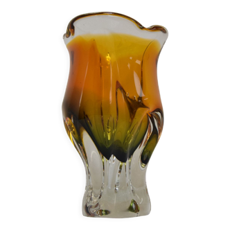 Vase en verre d’art par Josef Hospodka pour Glasswork Chribska, années 1960.