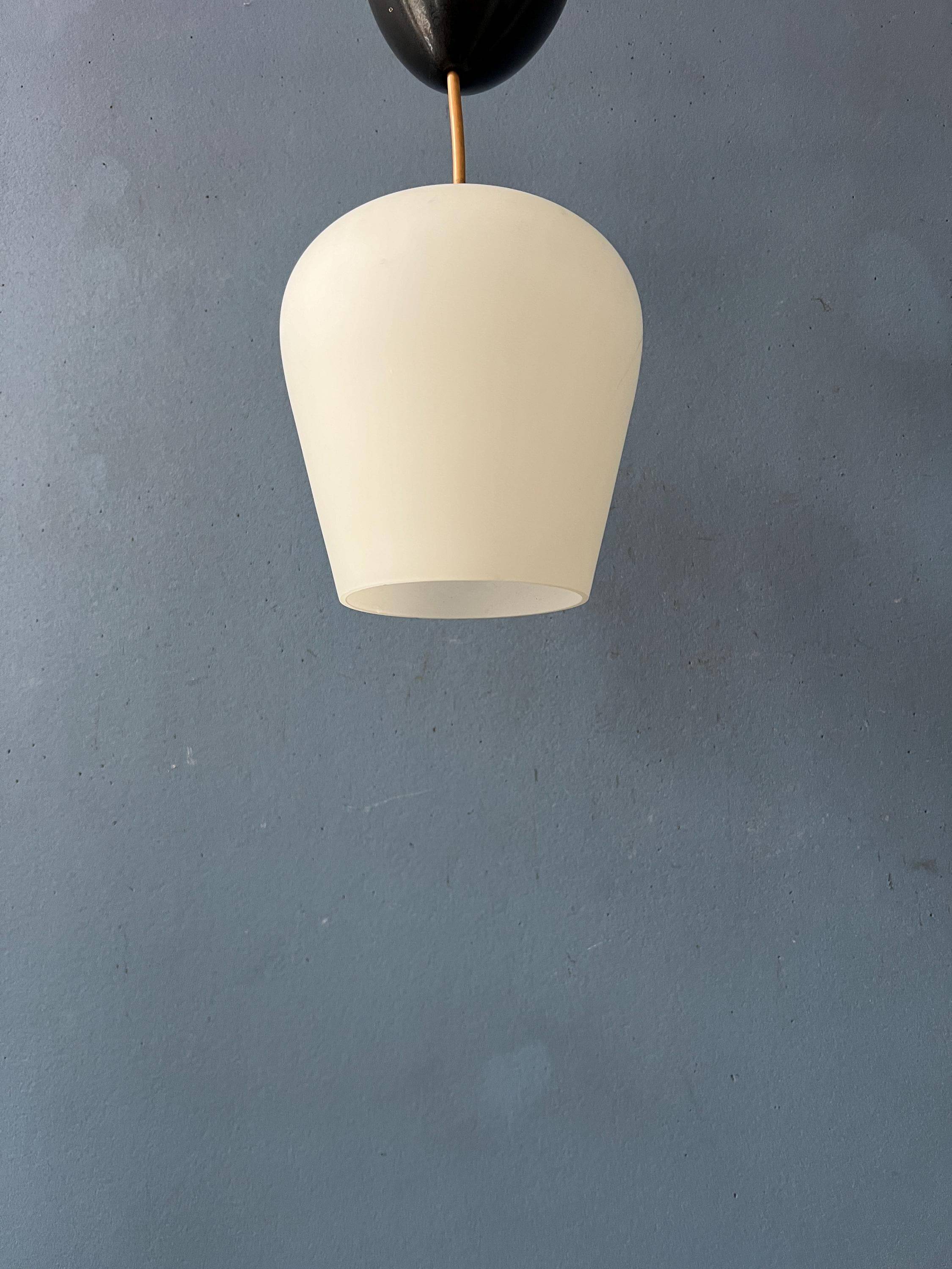 Small opaline glass pendant light, inverted tulip, Mid-Century.