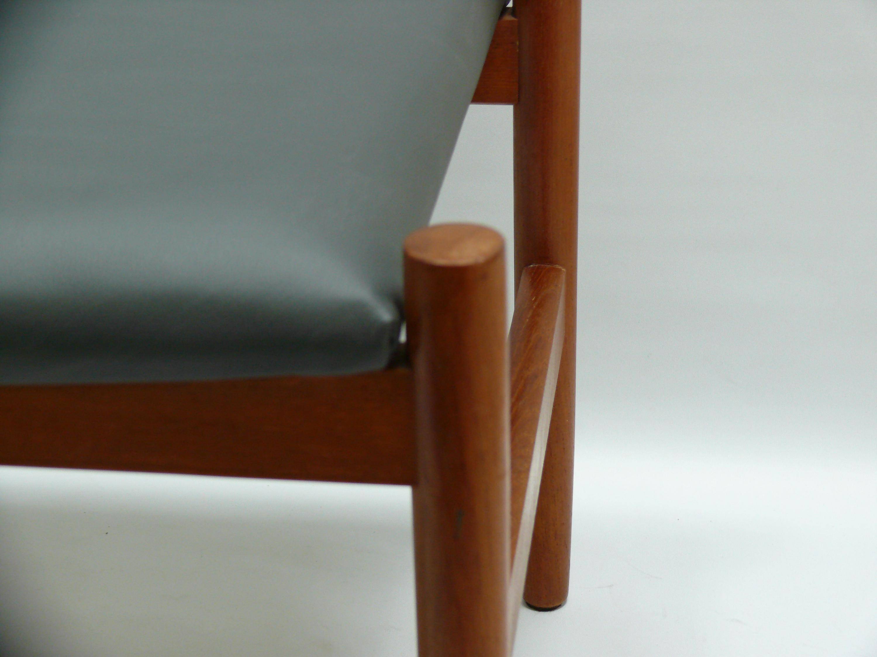 Ottoman stool, teak and leather, Spottrup, Denmark, 1960s