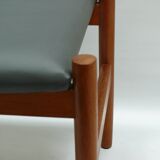 Ottoman stool, teak and leather, Spottrup, Denmark, 1960s