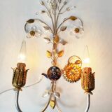 Vintage Italian wall lamp in gold and silver metal (52 cm)