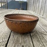 Set of 2 ceramic and wicker salad bowls