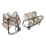 Vintage Vinyl Storage • 45 RPM Holder • Lacquered Metal • Scoubidou • 1950