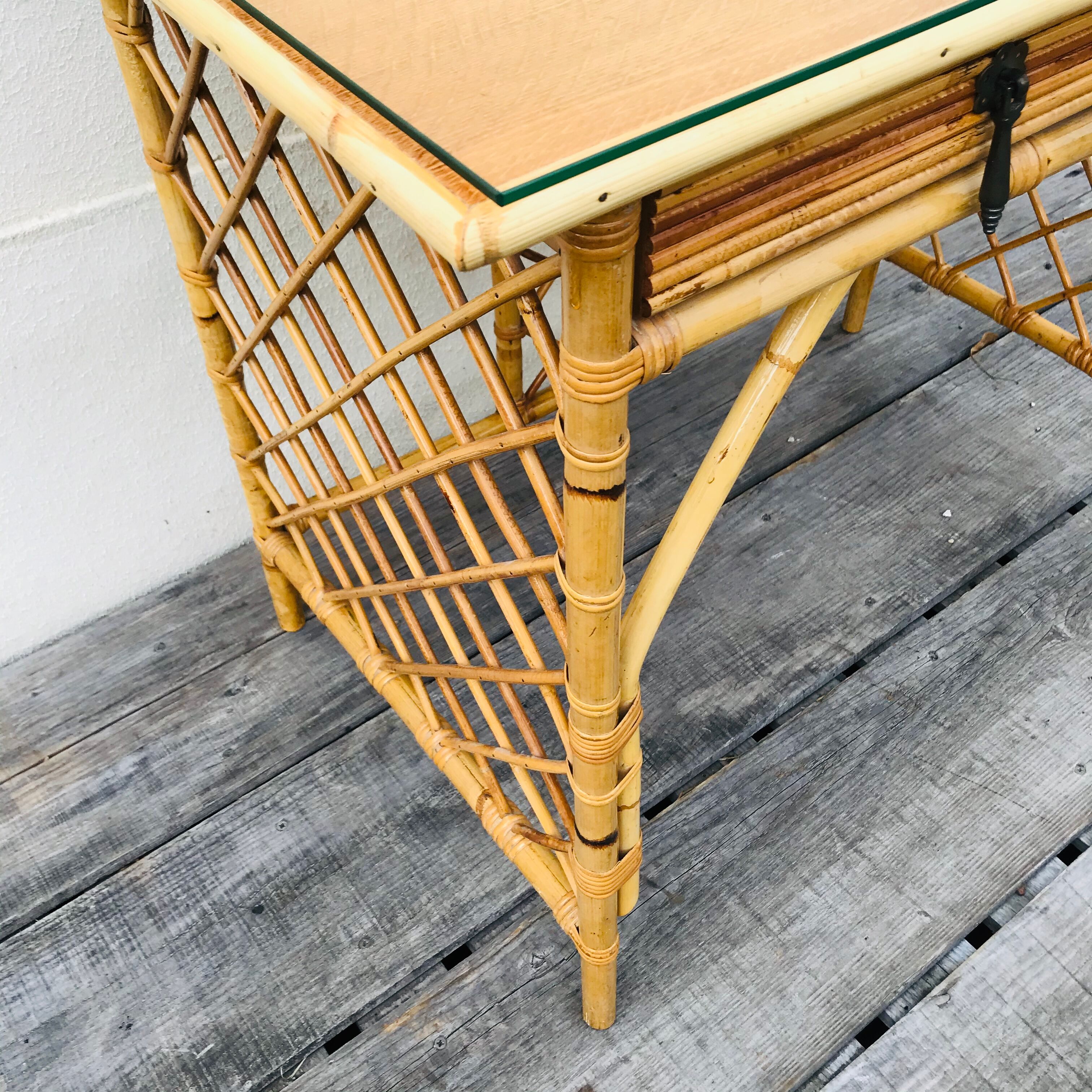 Desk in vintage rattan