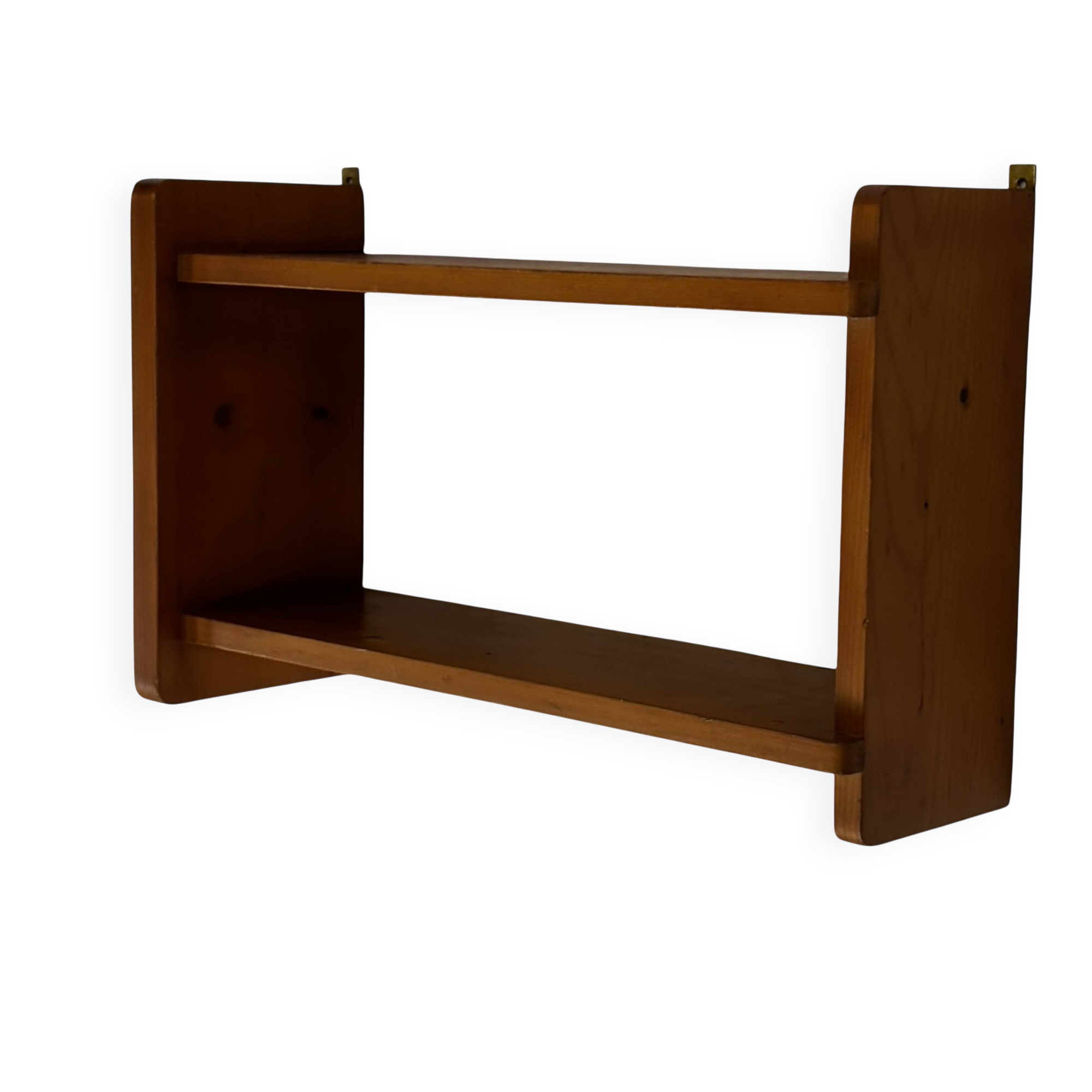 Vintage wooden wall shelve rack in pinewood minimalist design