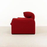 Maralunga 3-seater Sofa red by Vico Magistretti for Cassina, Italy
