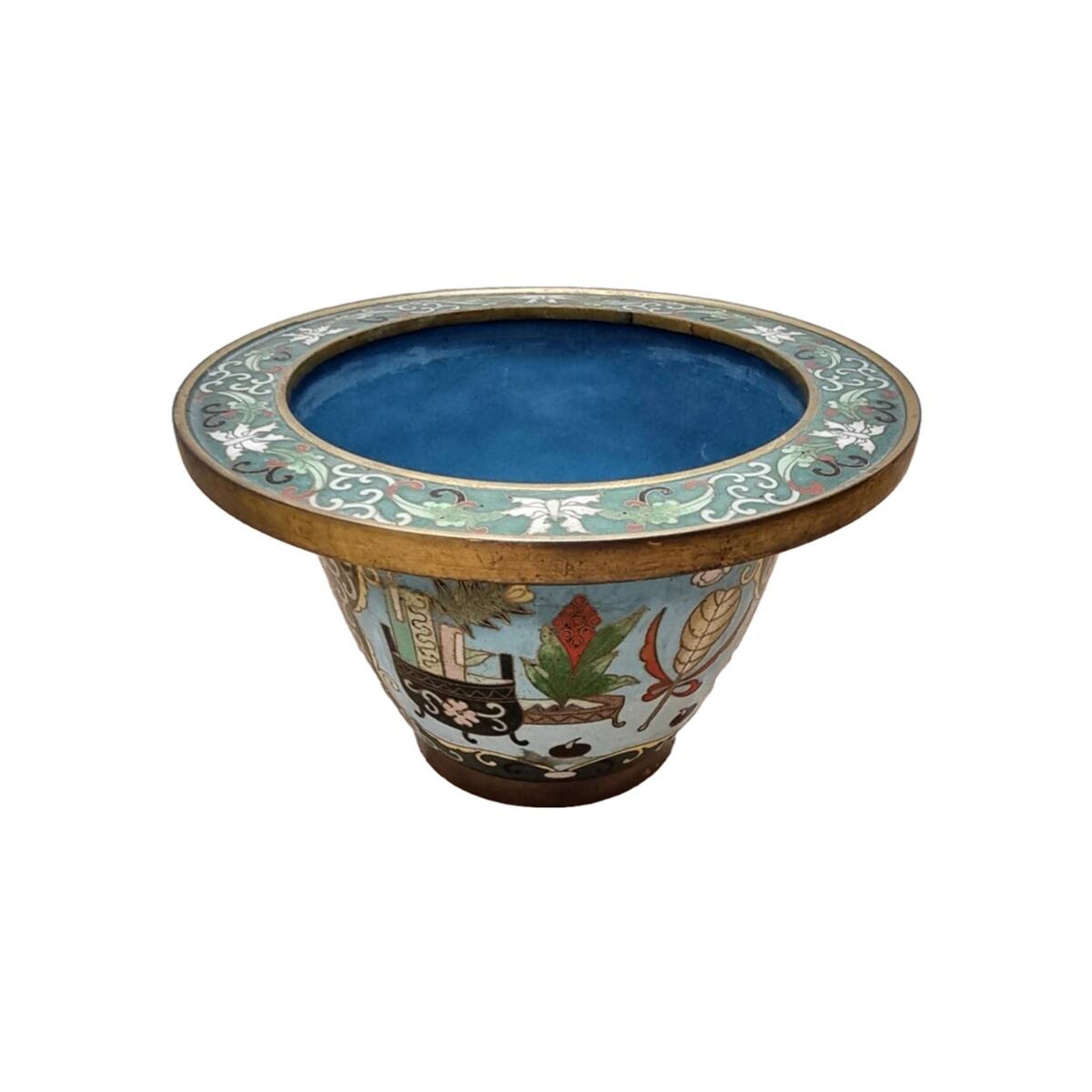 Vintage Chinese Cloisonne Flower Pot, from the 1970/80s.