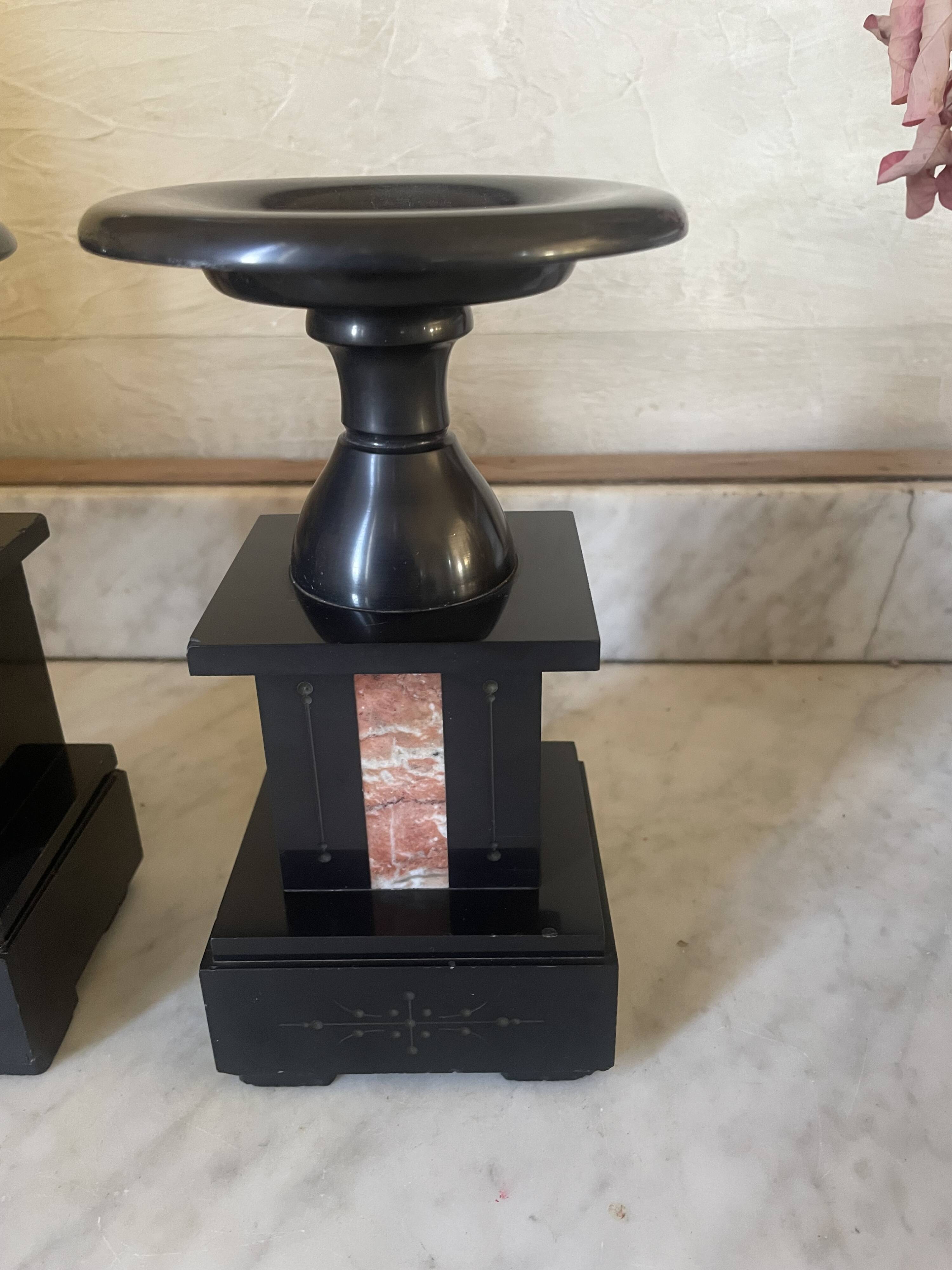 Old pair of marble vase bookends.