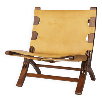 1 sur 2 Chaise pliante Børge Mogensen – Teck et cuir des années 1950 – Danois