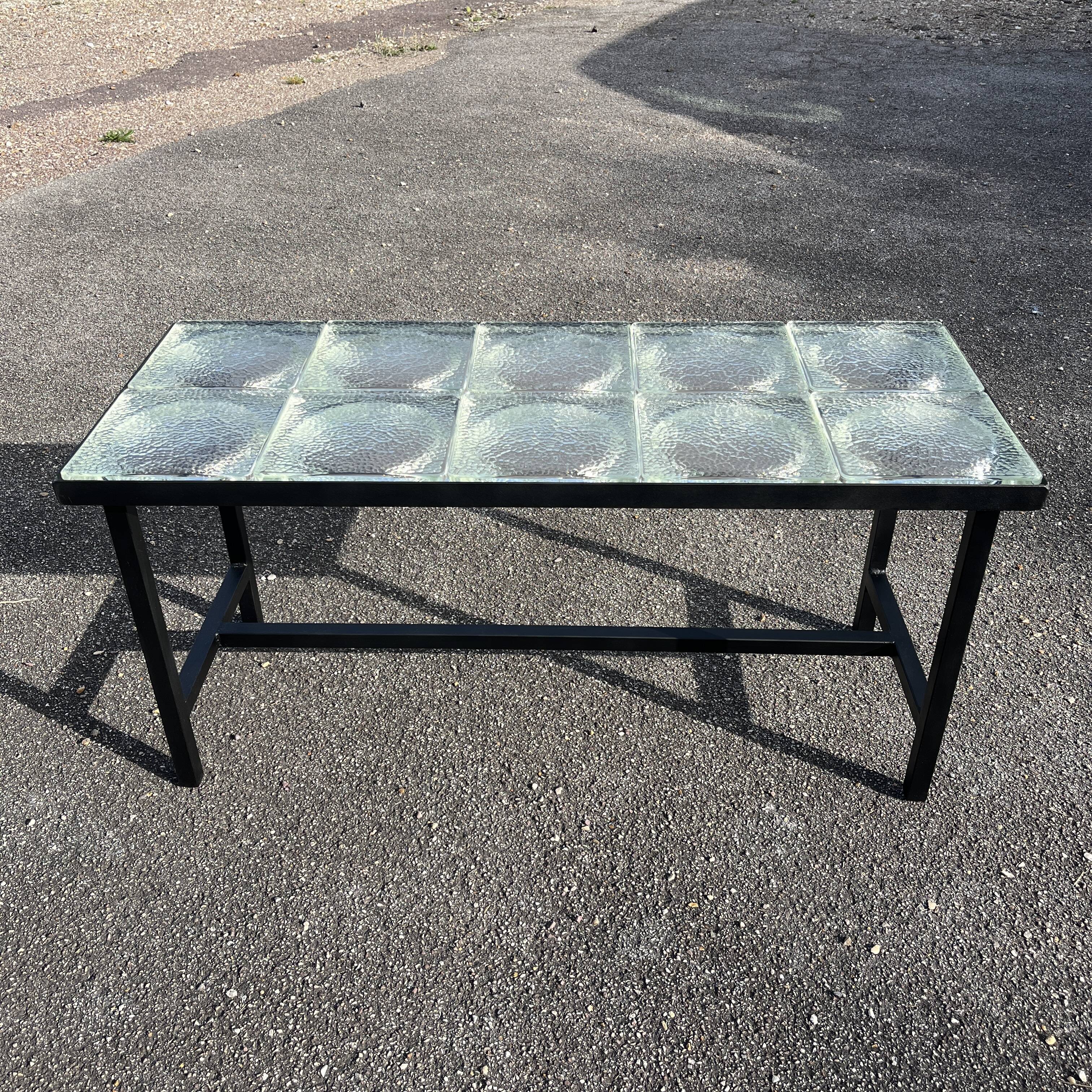 Table basse moderniste carreaux de verre Saint Gobain