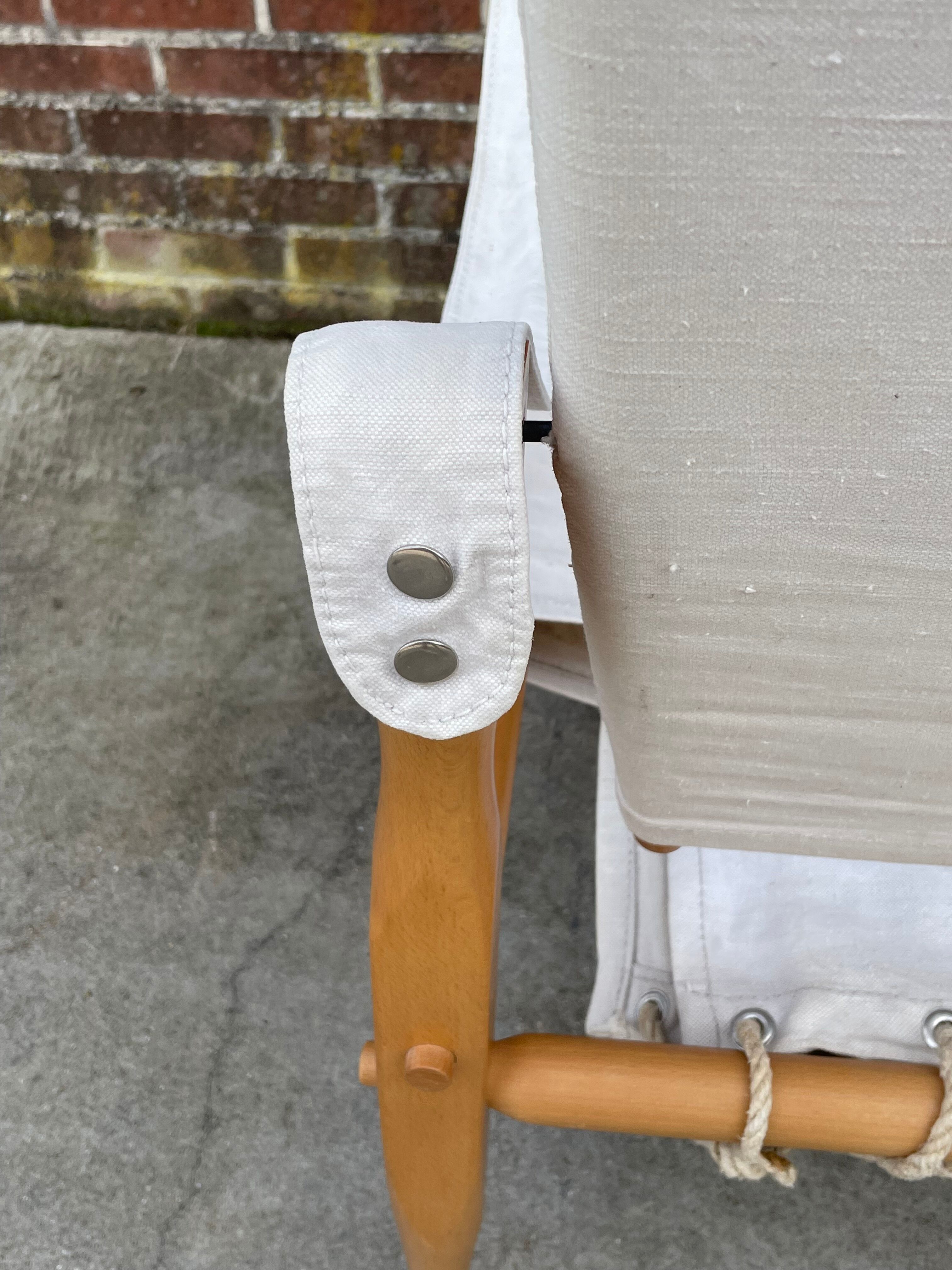 Vintage safari chair 1960s Denmark with canvas minimalist design