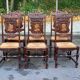 6 Henri II style solid wood straw-seated chairs