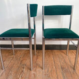 Lot of 4 green velvet chairs