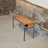 1960s double school table in oak and steel