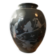 Vase noir a decor vegetal signé Philippe Jacques