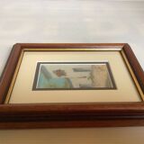 Small village painting, oil on panel, signed