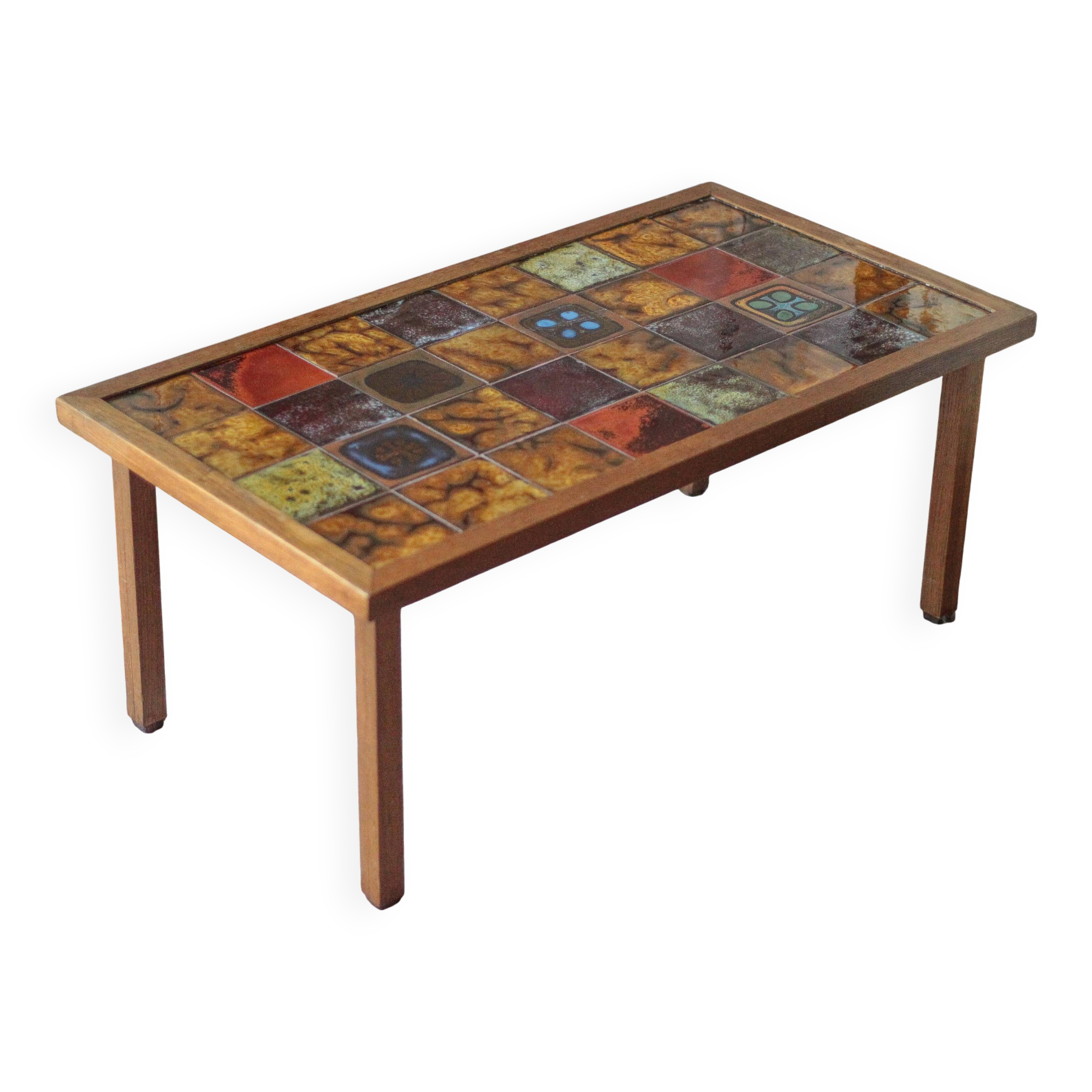 1960s geometric tiled brutalist coffee table by Jean Gregorieff