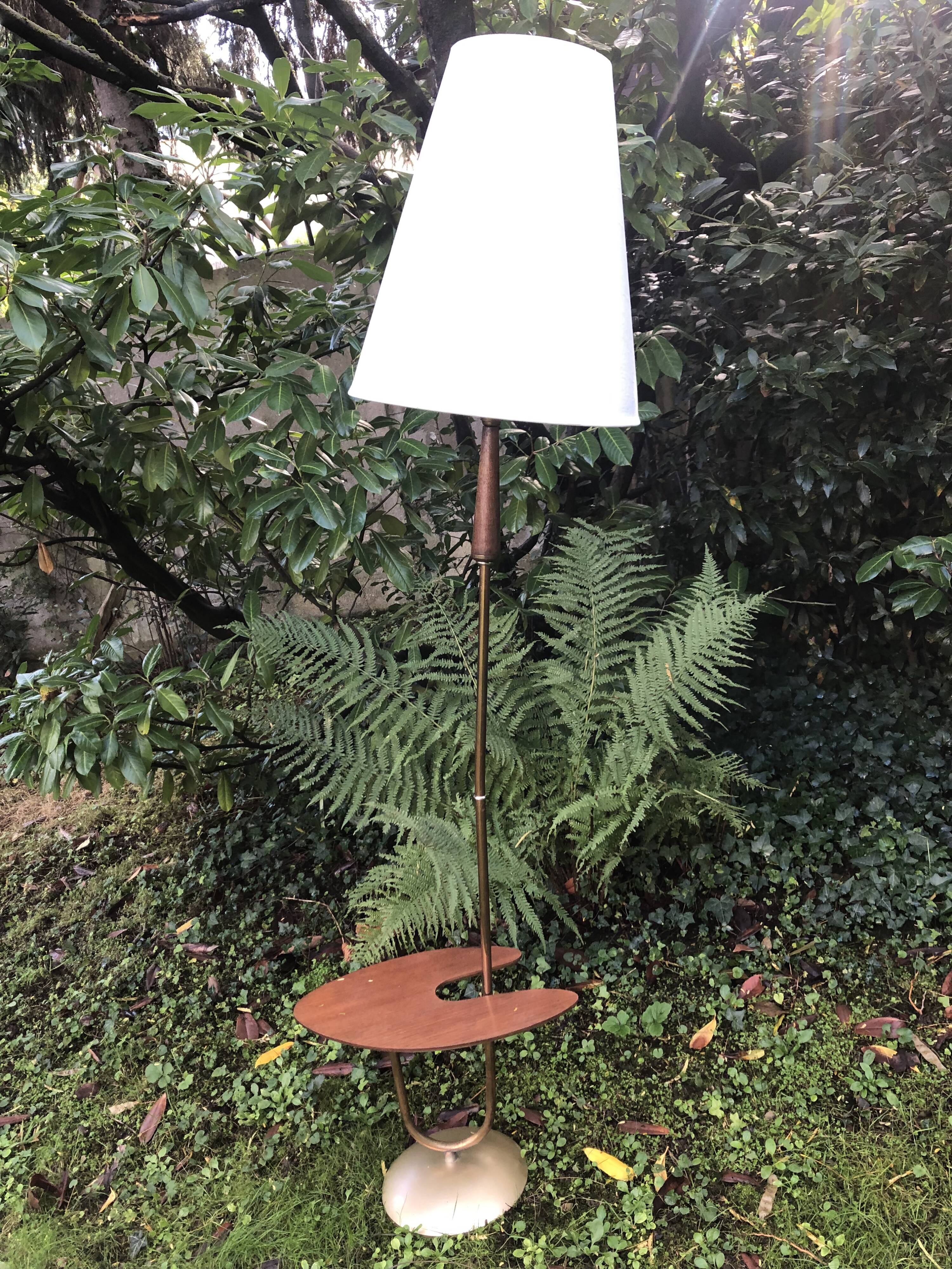 Vintage 1960s floor lamp with shelf