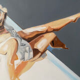 Seated woman painting