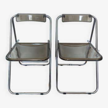 Set of 2 vintage plexi folding chairs