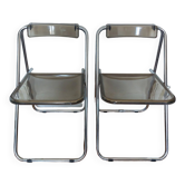Set of 2 vintage plexi folding chairs