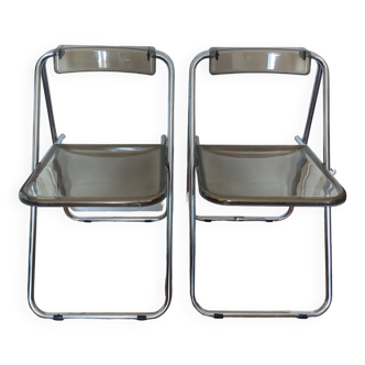 Set of 2 vintage plexi folding chairs