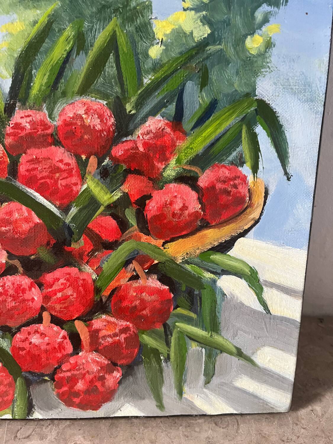 Panier de fruits exotiques, signé