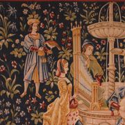 tapestry depicting a mille-feuille and a village festival "Concert"