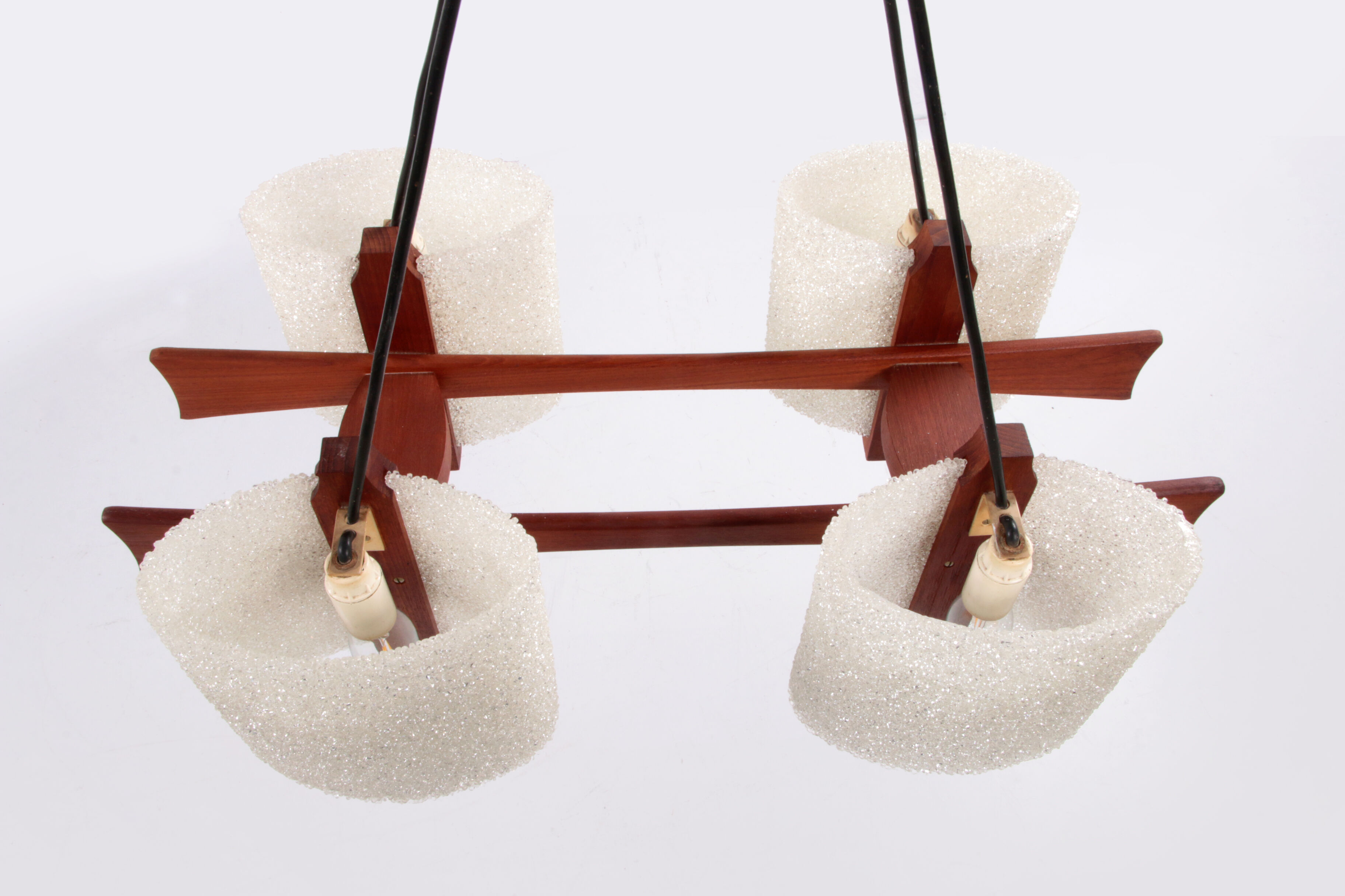 Scandinavian pendant light with resin caps, 1960