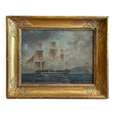 François geoffroi roux (1811-1882) gouache marine  frégate hms majesty's