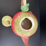 Vintage Apple Teapot in Barbotine – Retro / Cottagecore Decor