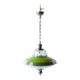 Vintage green glass and chrome metal pendant light