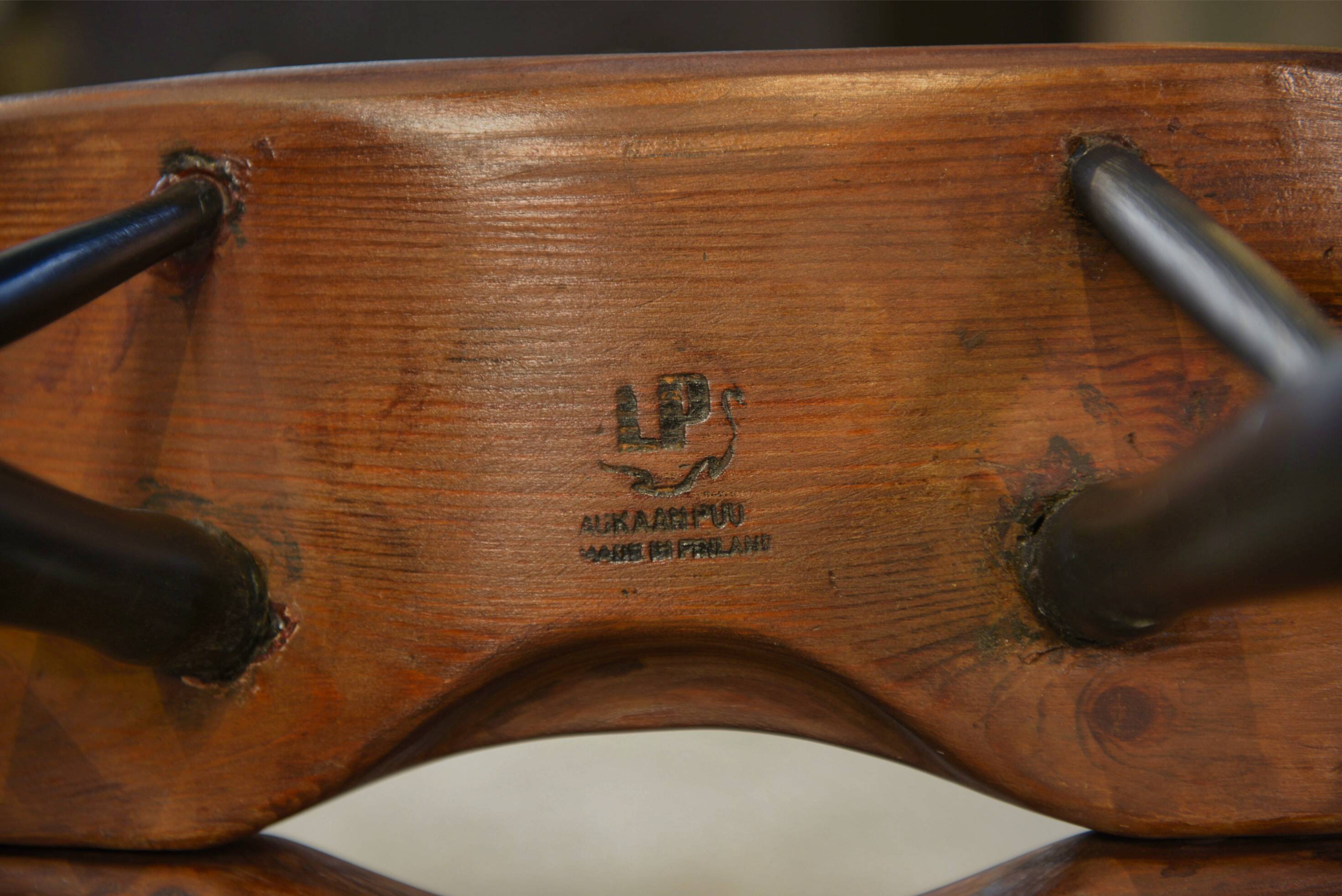 Pair of Pirkka stools by Ilmari Tapiovaara for Laukaan Puu (first edition, stamped) 1950s