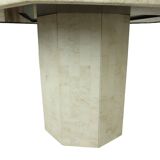 Vintage Octagonal Dining Table Travertine Natural Stone Italy 70s