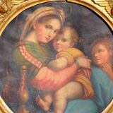 Raphael: "Mother and Child". 19th-century copy, beautiful gilt frame