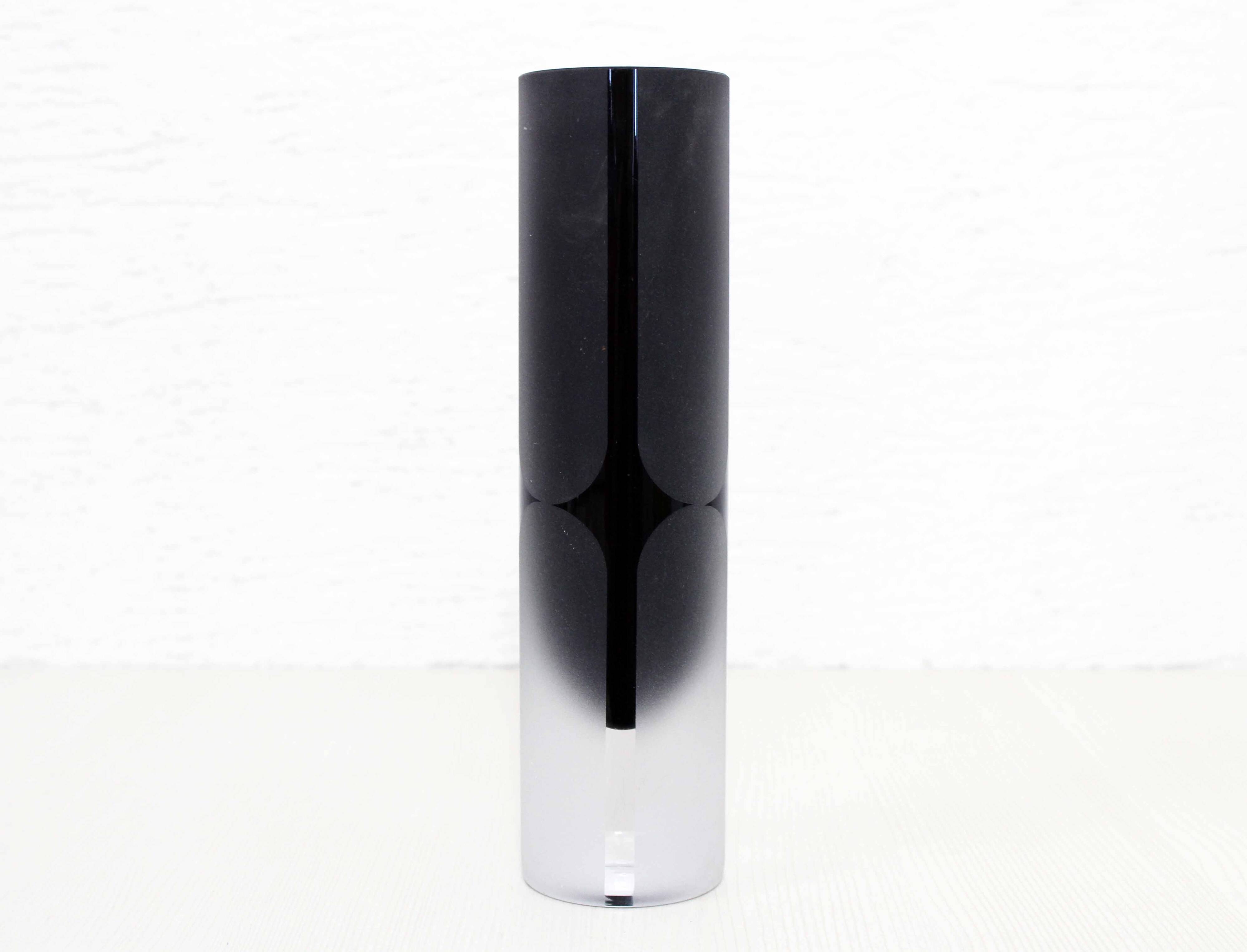 Frosted black Murano glass vase