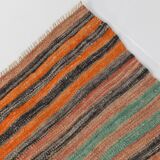 6x7 Pale Red Striped Vintage Kilim Rug, 201x227Cm