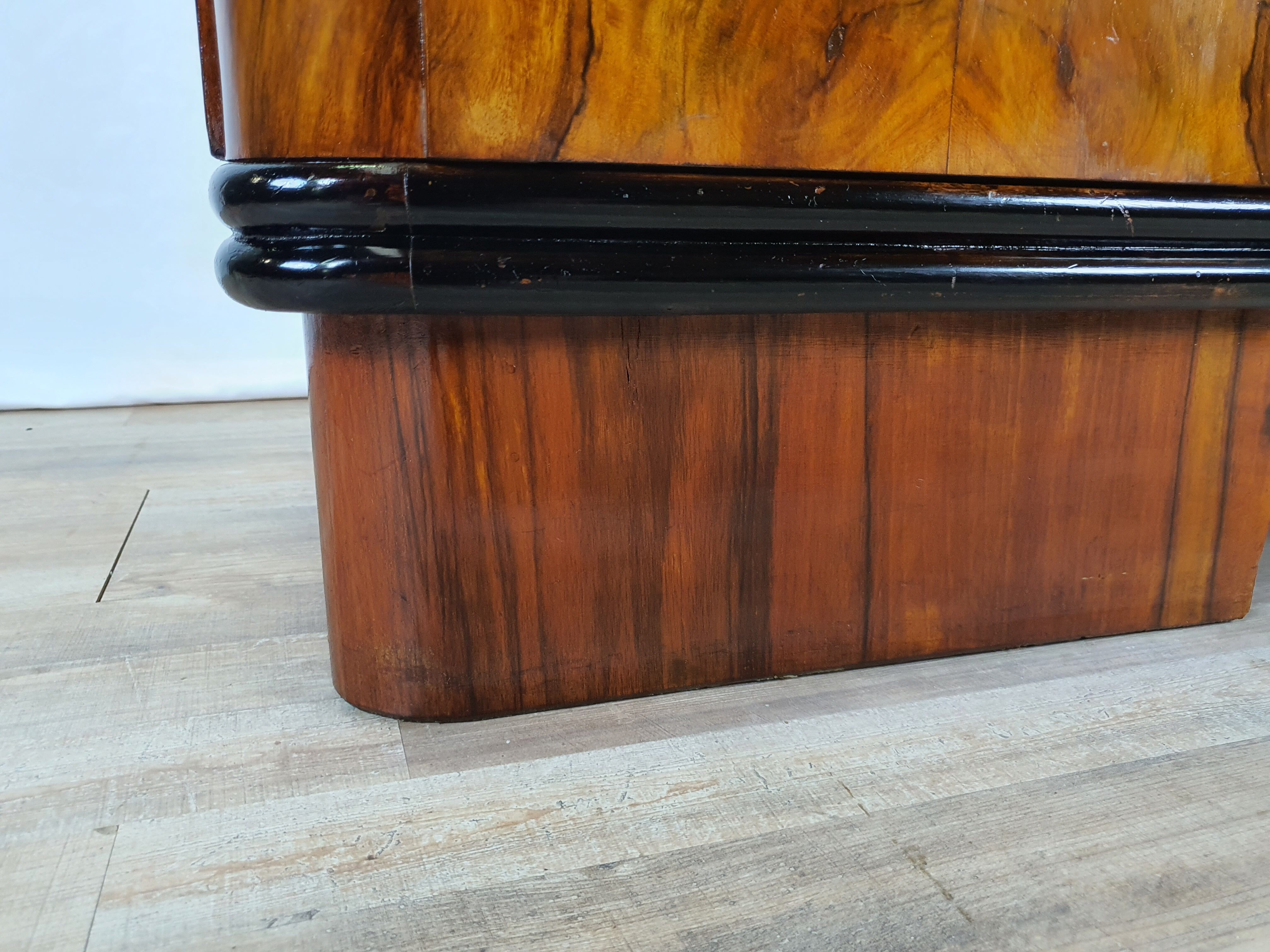 Art deco dining room sideboard in briar with upstand, 1940s