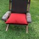 Brown and purple cantilever armchair in fabric and leather, 1970s Scandinavian style.