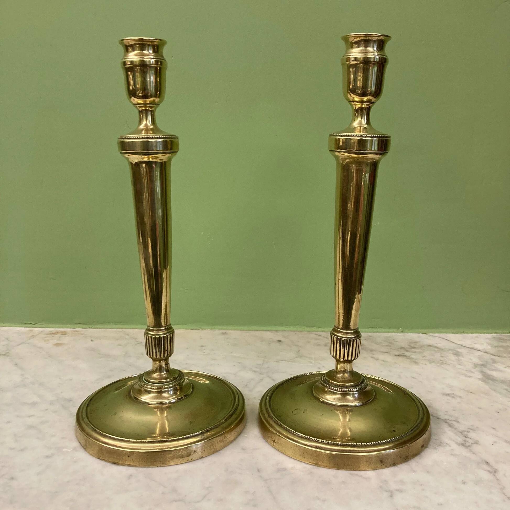 Pair of 19th-century Empire candlesticks | Candelabra | Beaded friezes