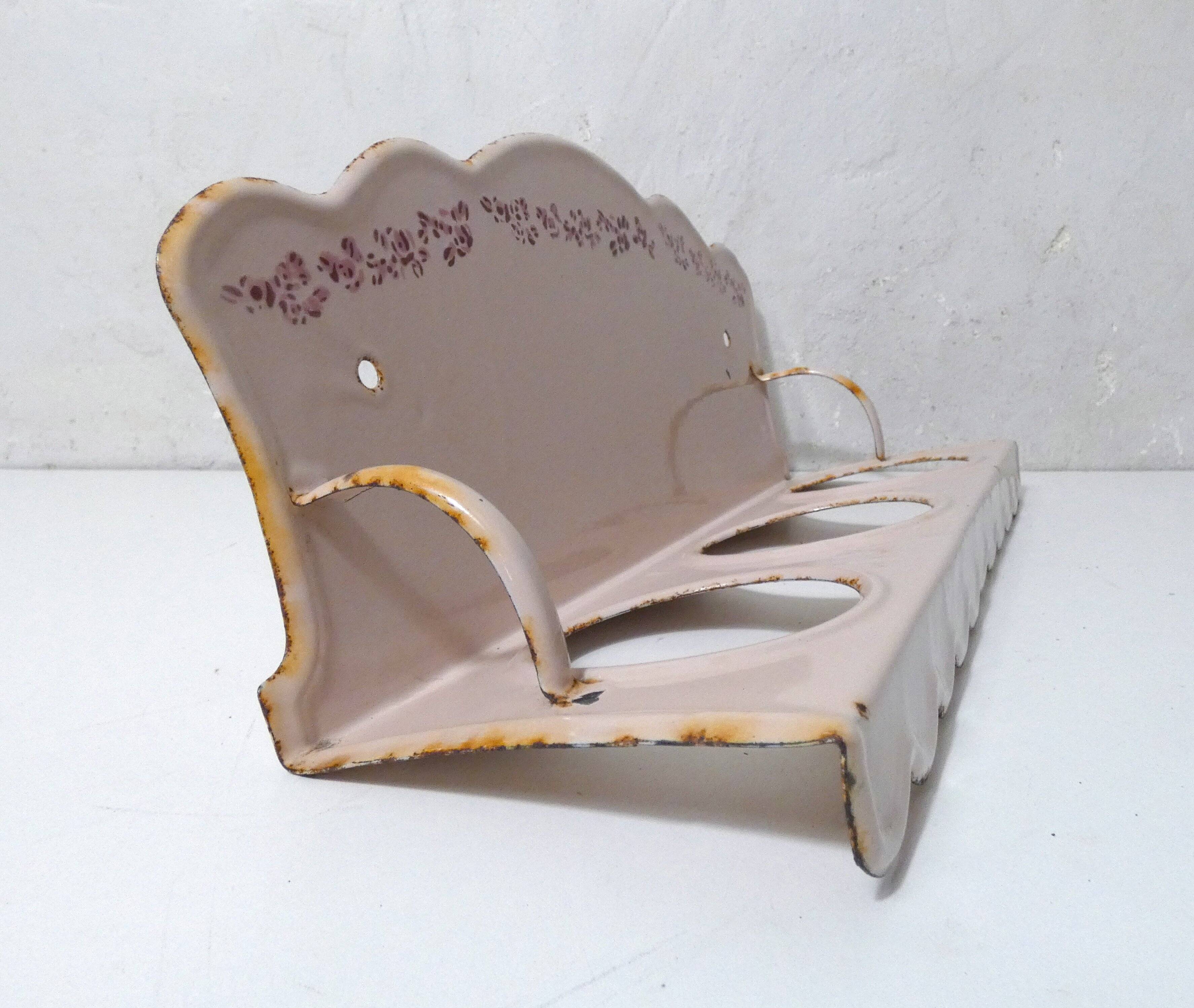 vintage powder pink enamelled steel plant stand