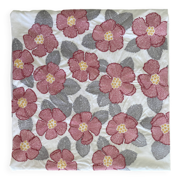 Nappe carré brodée  décor floral- coton - 150x150 cm